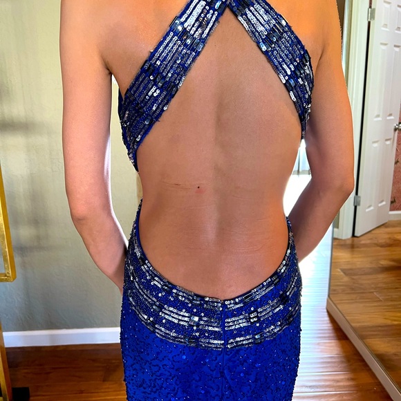 Royal blue beaded and backless prom gown!! - Picture 7 of 7